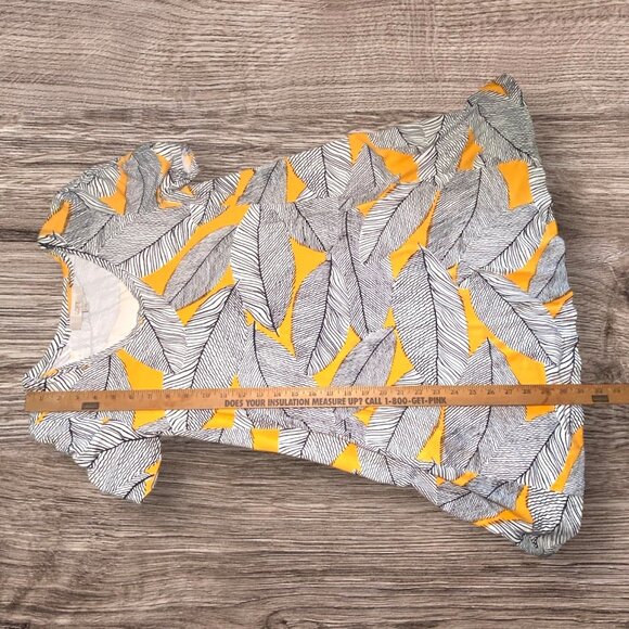 LOFT Womens Swing Short Sleeve Yellow & Black Leaf Print Dress Comfort Vacation - Picture 5 of 7